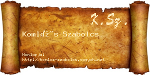 Komlós Szabolcs névjegykártya